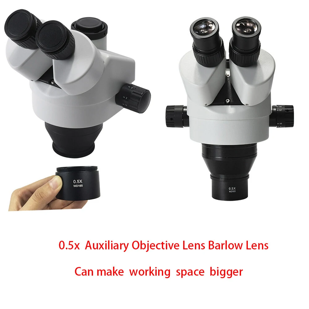 WD165 0.5X 0.7X  2.0X Auxiliary Objects Lens Microscope Camera Lens For Trinocular Binocular Stereo Zoom Microscope Barlow Glass Lens — view 2