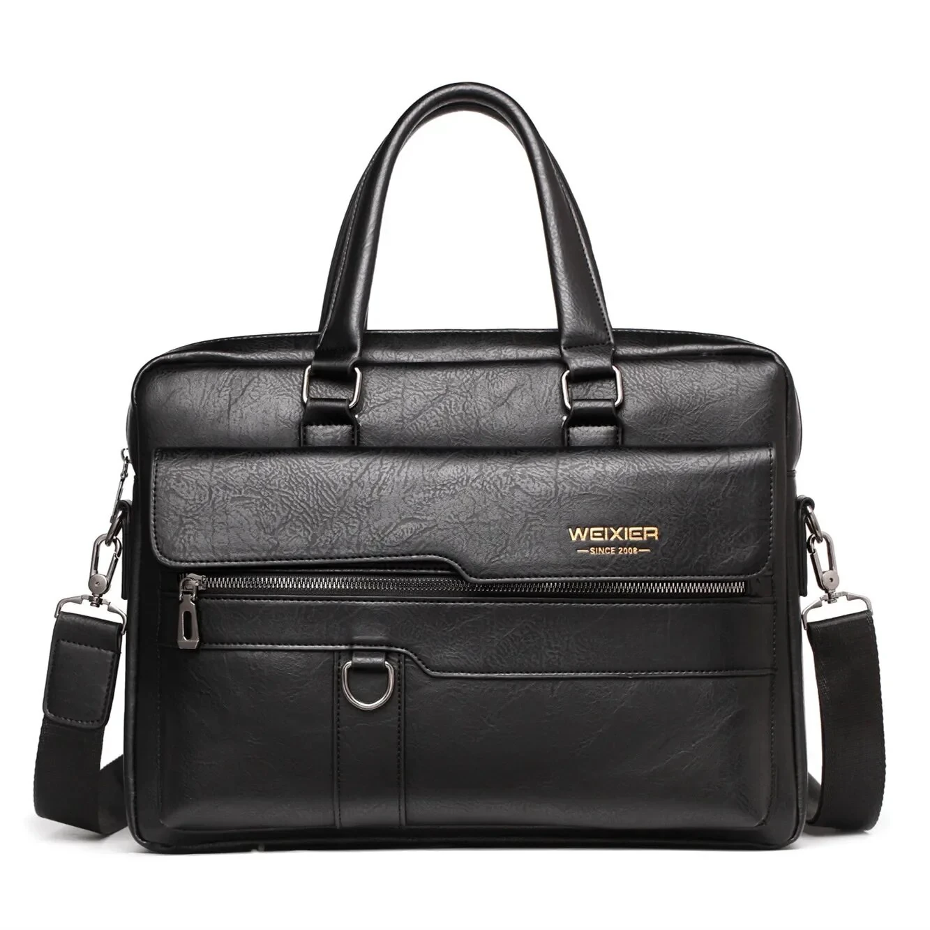 WEIXIER Men's Briefcase Retro Business Casual Laptop Bag Office High Quality PU Leather Handbag Shoulder Messenger Bags — view 2