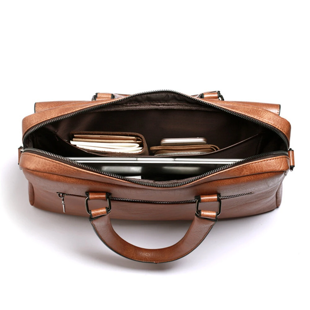 WEIXIER Men's Briefcase Retro Business Casual Laptop Bag Office High Quality PU Leather Handbag Shoulder Messenger Bags — view 6