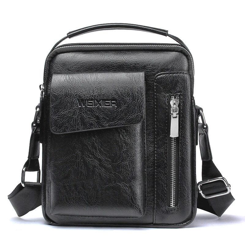 WEIXIER Men's Crossbody Bag PU Leather Hand Bag for Men Messenger Bags Waterproof Backpacks Business Casual Single Shoulder Bag — view 2