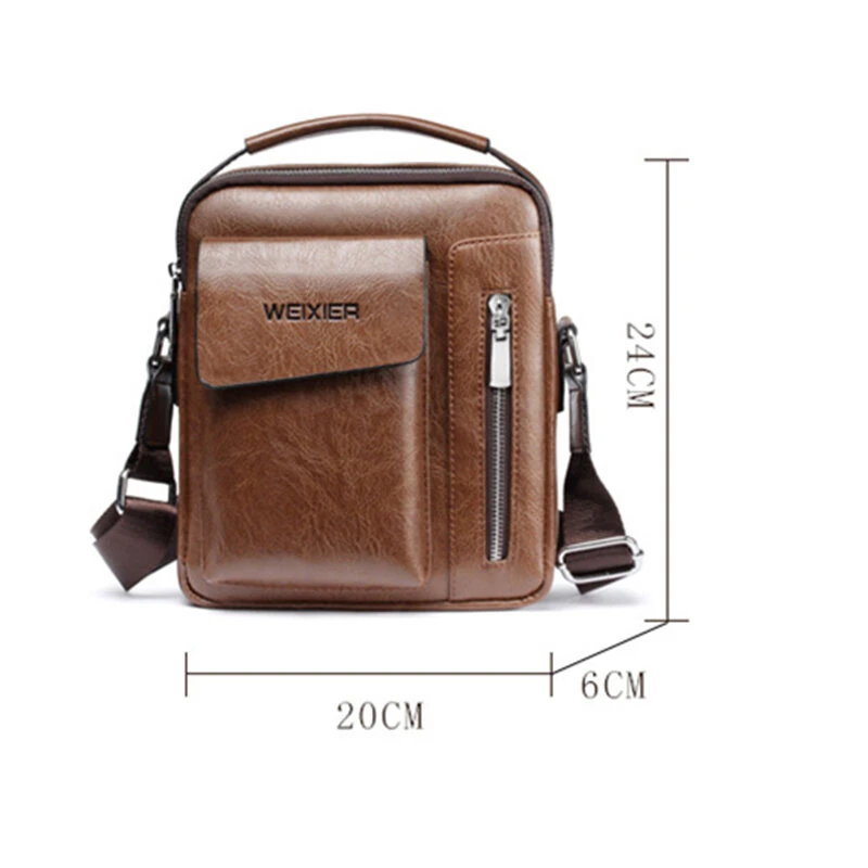 WEIXIER Men's Crossbody Bag PU Leather Hand Bag for Men Messenger Bags Waterproof Backpacks Business Casual Single Shoulder Bag — view 7