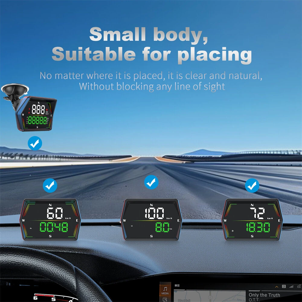 WEIYING G21 Car HUD GPS Head Up Display 360° Rotation Digital Speedometer Large Font Compass Time Overspeed Warning Customized — view 6