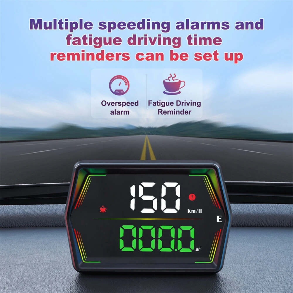 WEIYING G21 Car HUD GPS Head Up Display 360° Rotation Digital Speedometer Large Font Compass Time Overspeed Warning Customized — view 7