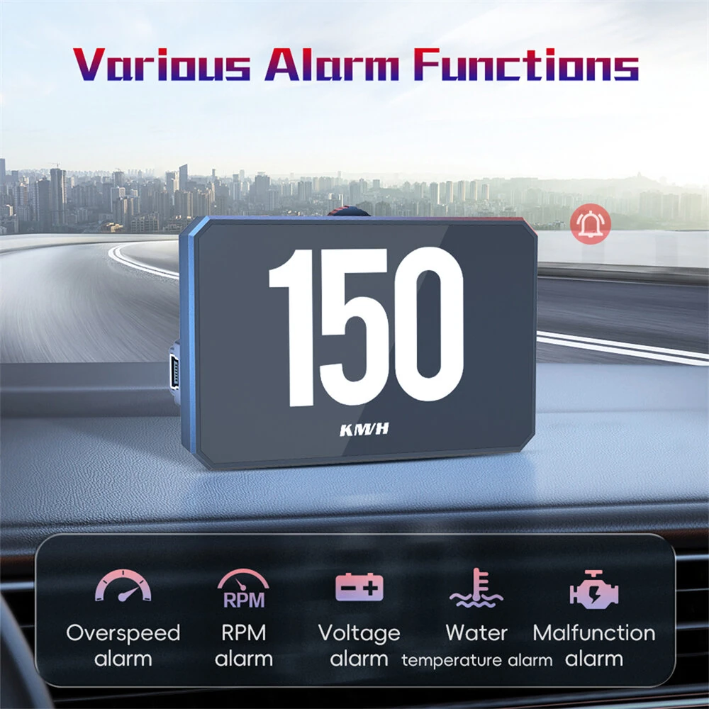 WEIYING P16 OBD2 HUD Head Up Display Digital Car Meter TFT LCD Multi Color Screen Speedometer ECT Water Oil Temperature Car Speed Gauge — view 6