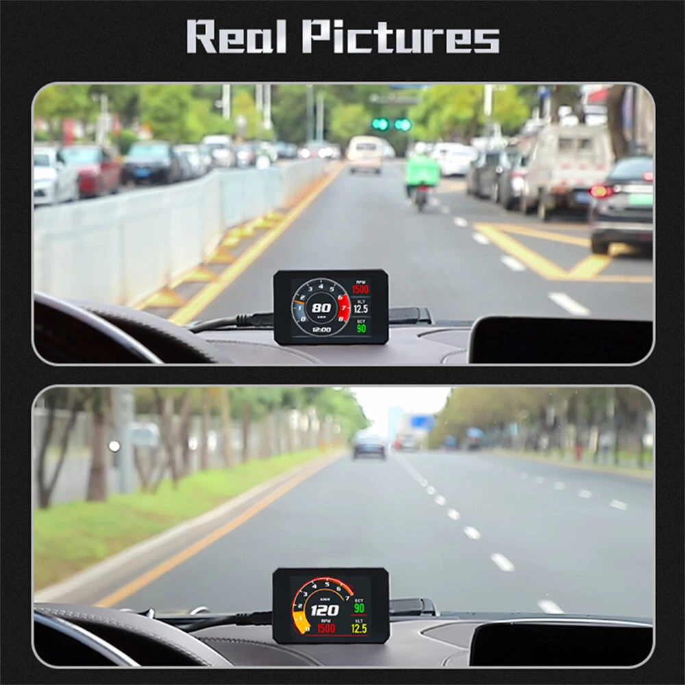 WEIYING P16 OBD2 HUD Head Up Display Digital Car Meter TFT LCD Multi Color Screen Speedometer ECT Water Oil Temperature Car Speed Gauge — view 7