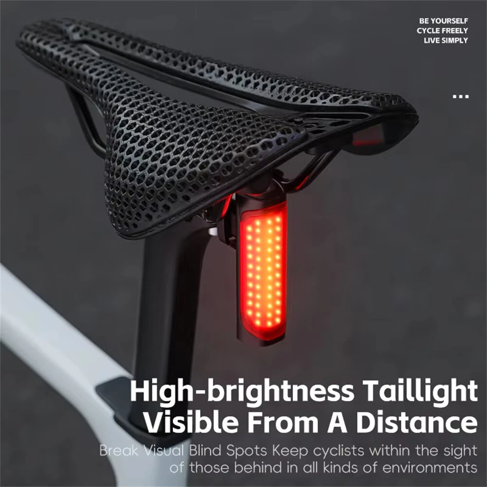 WEST BIKING 120LM Smart Brake Sensor Bicycle Taillight Lightweight  IP65 Waterproof Type-C Charging 8 Modes Flash Bike Rear Light for MTB Night Cycling Safety — view 3