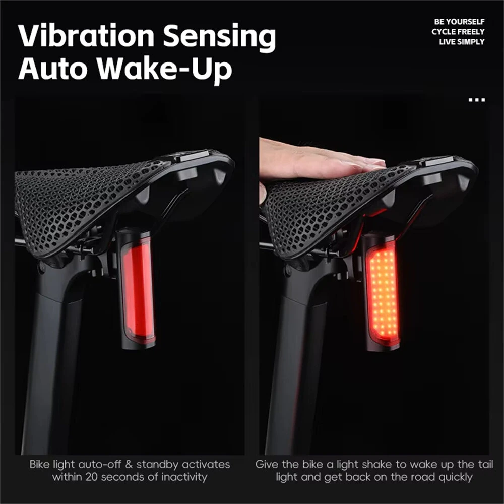 WEST BIKING 120LM Smart Brake Sensor Bicycle Taillight Lightweight  IP65 Waterproof Type-C Charging 8 Modes Flash Bike Rear Light for MTB Night Cycling Safety — view 5
