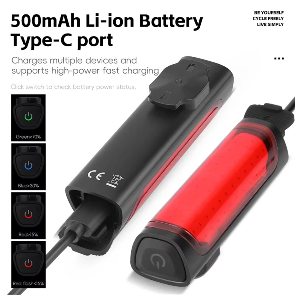 WEST BIKING 120LM Smart Brake Sensor Bicycle Taillight Lightweight  IP65 Waterproof Type-C Charging 8 Modes Flash Bike Rear Light for MTB Night Cycling Safety — view 6