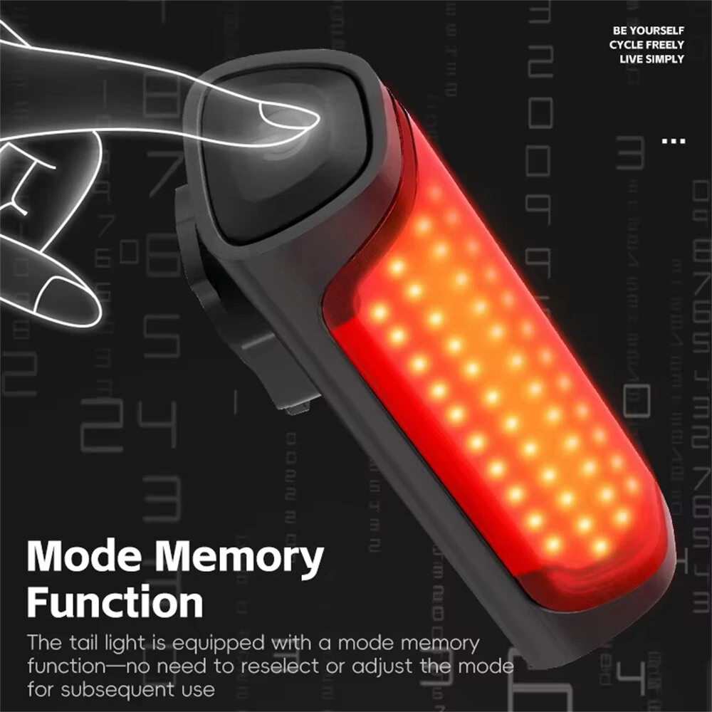 WEST BIKING 120LM Smart Brake Sensor Bicycle Taillight Lightweight  IP65 Waterproof Type-C Charging 8 Modes Flash Bike Rear Light for MTB Night Cycling Safety — view 7