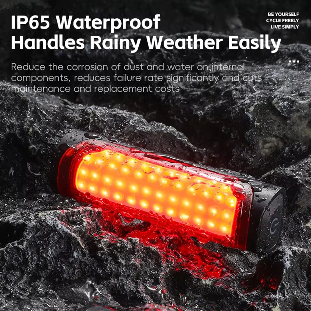 WEST BIKING 120LM Smart Brake Sensor Bicycle Taillight Lightweight  IP65 Waterproof Type-C Charging 8 Modes Flash Bike Rear Light for MTB Night Cycling Safety — view 8