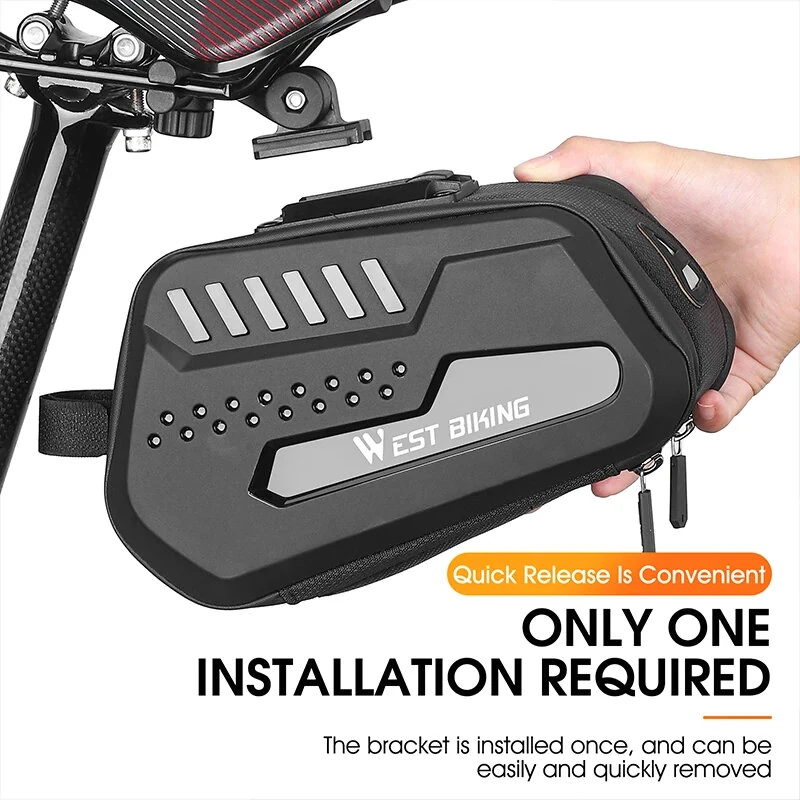 WEST BIKING 2.7L Large Capacity Waterproof Bike Bag Hard Shell MTB Road Bike Under Seat Tool Bag Quick Release Saddlebags Bike Accessories — view 2