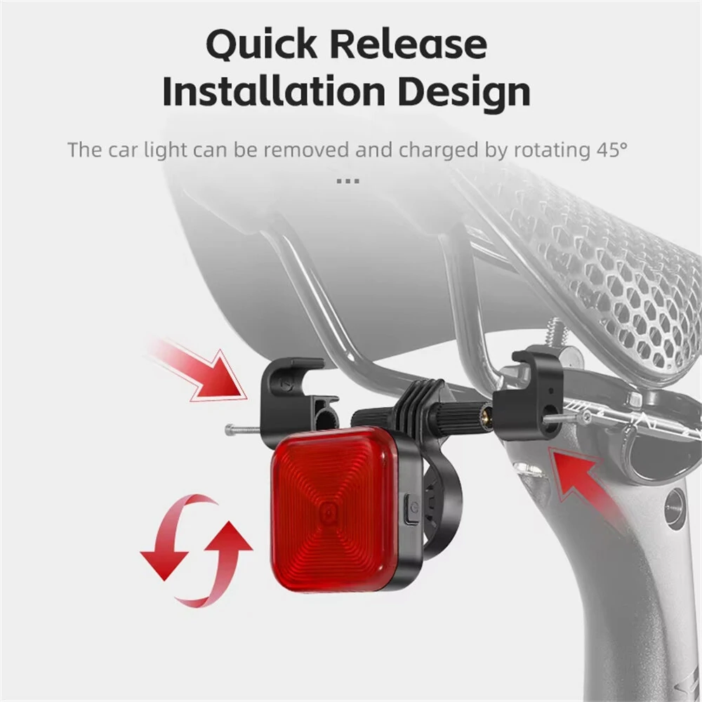 WEST BIKING 20LM LED Square Bicycle Taillight Type-C Charging Waterproof 5 Modes Warning Bike Rear Light for MTB Seat Post/Saddle — view 5