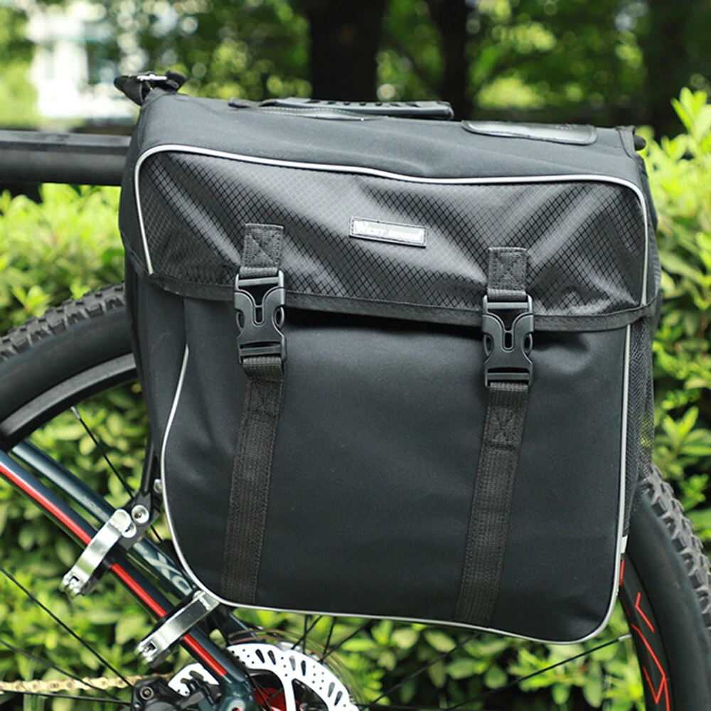 WEST BIKING 30L Bicycle Panniers Bag with Rain Cover Wear-resistant Cycling Travel Saddle Bag Night Reflective Bike Rear Luggage Bag for MTB — view 8