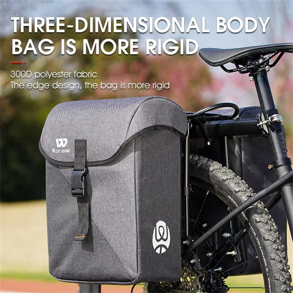 WEST BIKING 35L Bicycle Pannier Bag Waterproof 300D Polyester Sturdy Double Side Bike Bag Anti-Scratch Night Reflective Bike Rear Bag for MTB — view 2