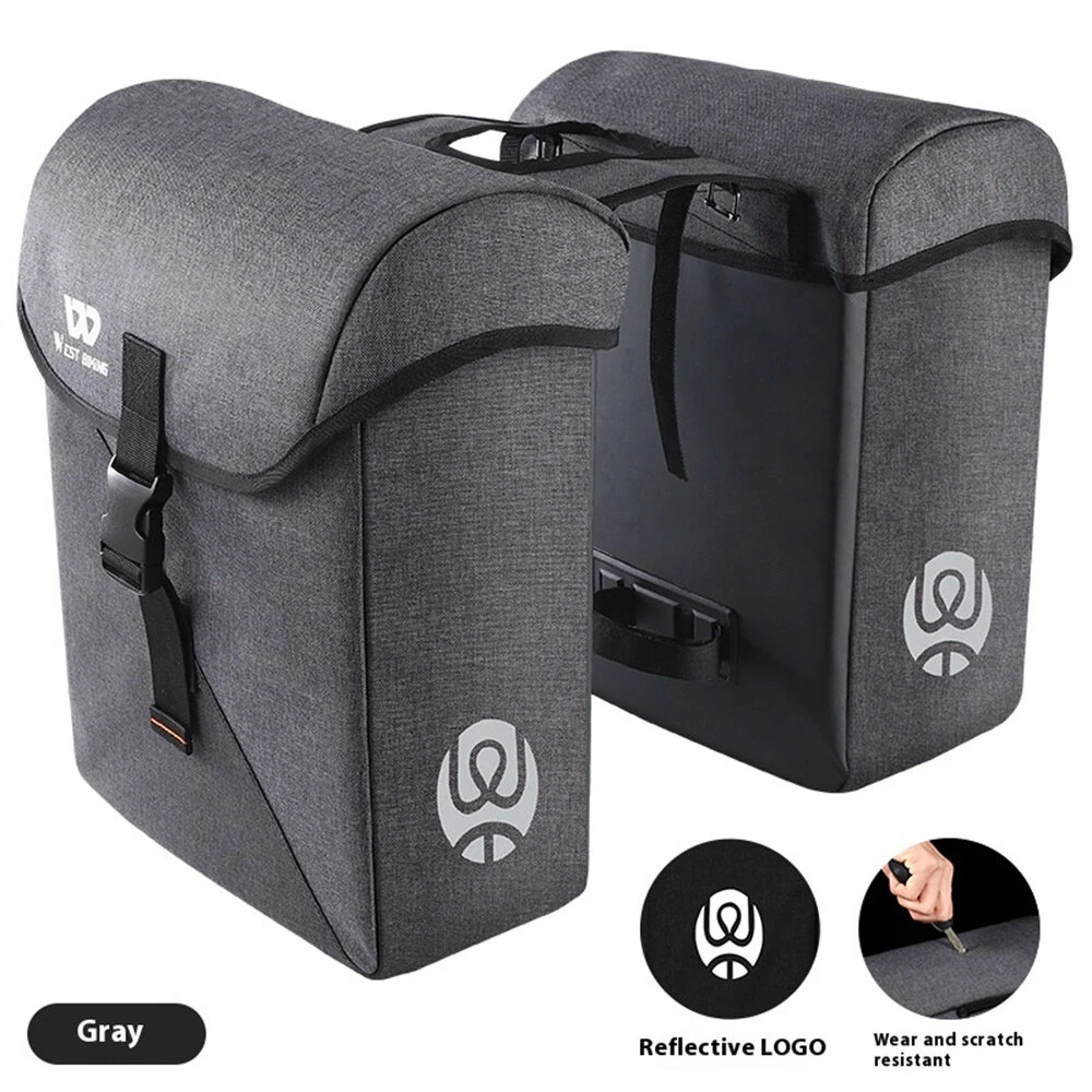 WEST BIKING 35L Bicycle Pannier Bag Waterproof 300D Polyester Sturdy Double Side Bike Bag Anti-Scratch Night Reflective Bike Rear Bag for MTB — view 8