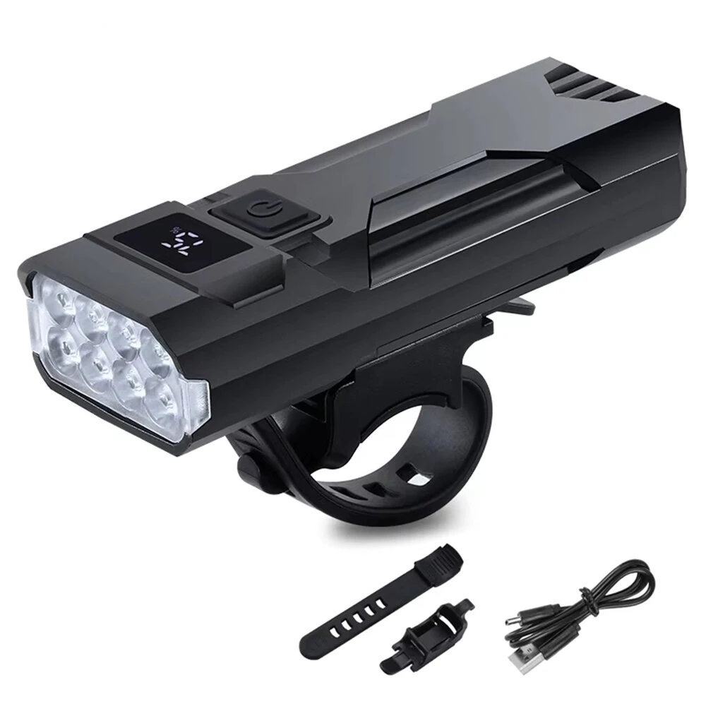 WEST BIKING 400Lm Digital Power Display Bike Headlight Waterproof Type-C Charging Flashlight 8 LED Beads High Brightness Bicycle Front Light for Road Night Riding — view 11