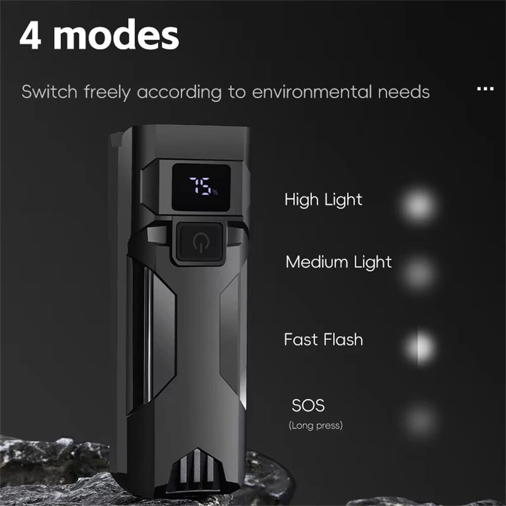 WEST BIKING 400Lm Digital Power Display Bike Headlight Waterproof Type-C Charging Flashlight 8 LED Beads High Brightness Bicycle Front Light for Road Night Riding — view 4