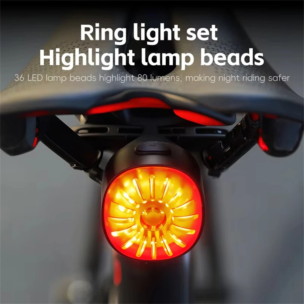 WEST BIKING 80LM Smart Dynamic Brake Sensing Bicycle Taillight 400mAh Battery Type-C Fast Charging IP65 Waterproof Vibration-sensing Bike Rear Light for MTB Night Cycling — view 2