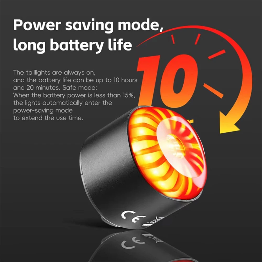 WEST BIKING 80LM Smart Dynamic Brake Sensing Bicycle Taillight 400mAh Battery Type-C Fast Charging IP65 Waterproof Vibration-sensing Bike Rear Light for MTB Night Cycling — view 3