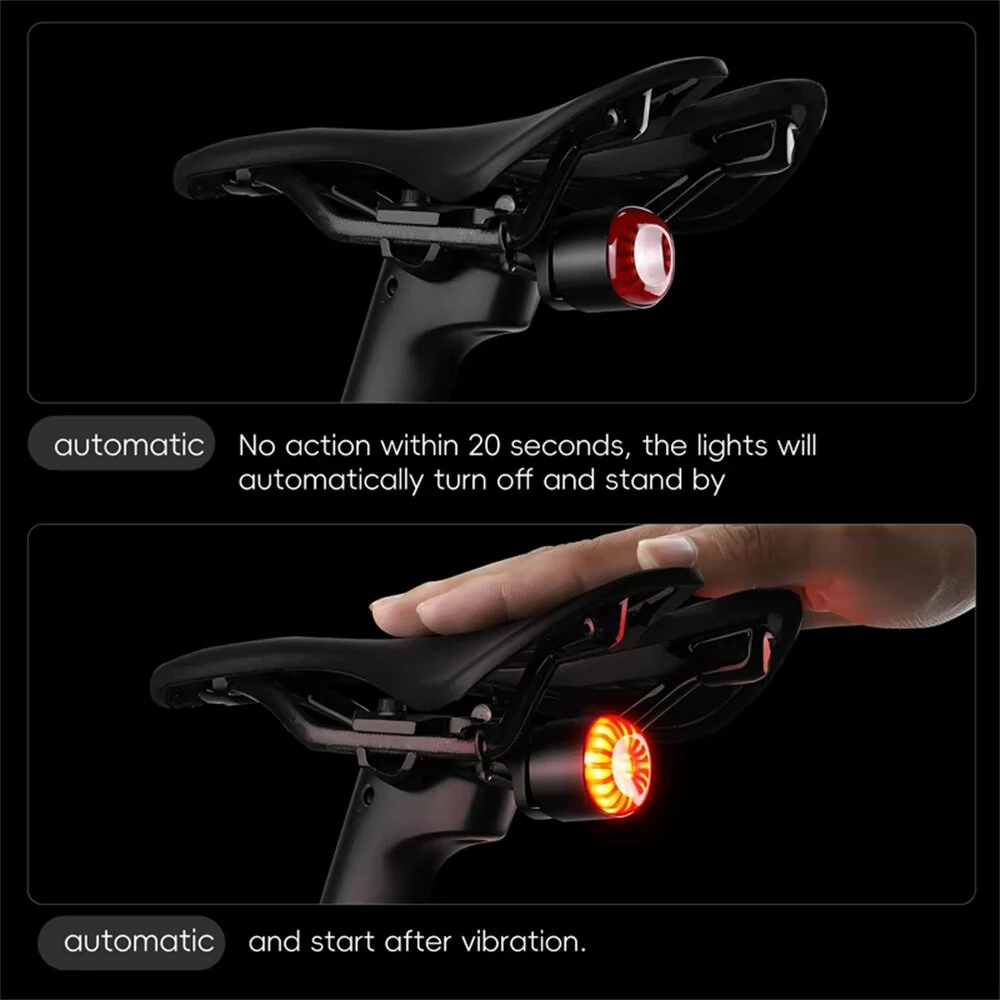 WEST BIKING 80LM Smart Dynamic Brake Sensing Bicycle Taillight 400mAh Battery Type-C Fast Charging IP65 Waterproof Vibration-sensing Bike Rear Light for MTB Night Cycling — view 8