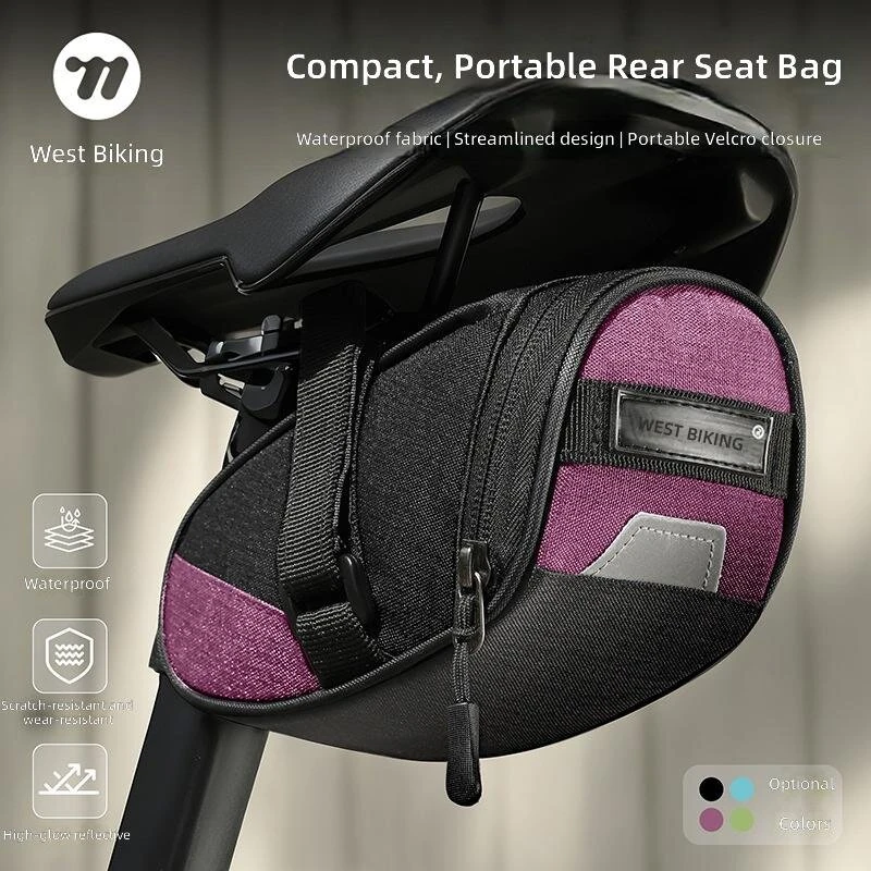 WEST BIKING Bicycle Bag Mountain Road Bike Can Hang Taillight Storage Bag Storage Bag Water Repellent Saddle Bag — view 2