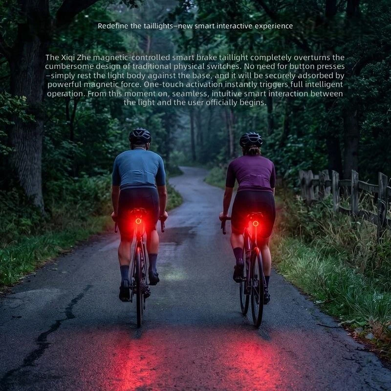 WEST BIKING Bicycle Taillight Magnetic Switch Colorful Smart Brake Taillight Mountain Road Bike Night Riding Warning Light — view 6
