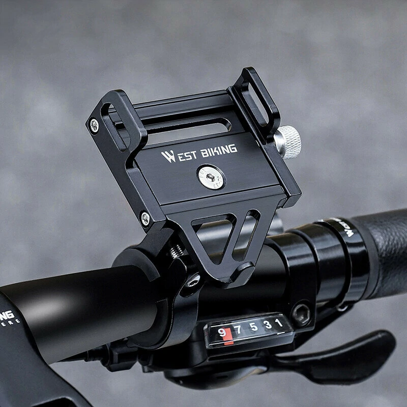 WEST BIKING Bike Holder Aluminum Alloy 180° Adjustable Shockproof Anti-fall Handlebar Holder Suit for 55-100mm Cell Phones for Motorcycle Bicycle Scooter — WEST BIKING