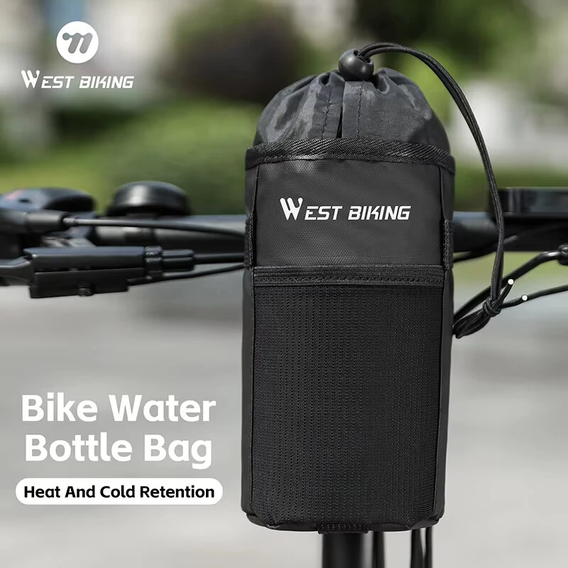 WEST BIKING Bike Water Bottle Bag Insulated Handlebar Cup Holder Folding Bicycle Scooter Storage Pouch Multi Color Thermal Cycling Drink Carrier — view 2