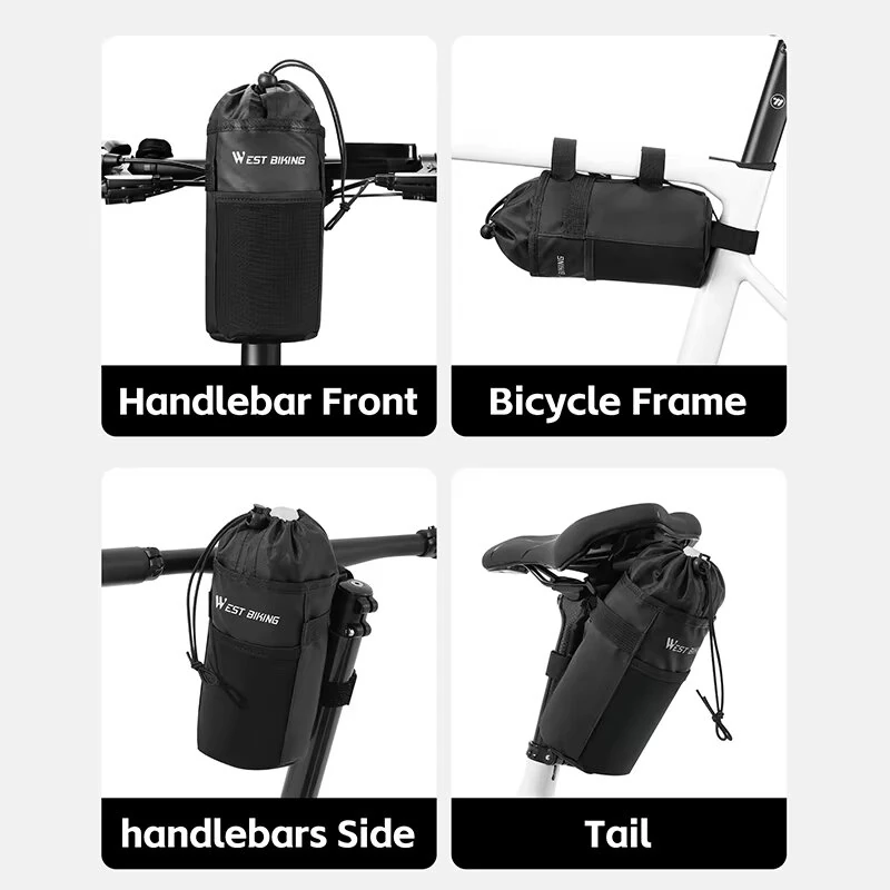 WEST BIKING Bike Water Bottle Bag Insulated Handlebar Cup Holder Folding Bicycle Scooter Storage Pouch Multi Color Thermal Cycling Drink Carrier — view 4