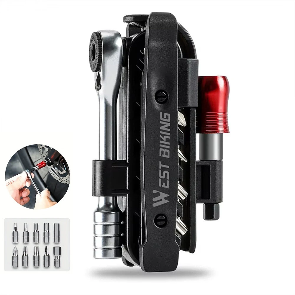 WEST BIKING Multi Functional Bike Repair Tool Portable Lightweight MTB Ratchet Wrench Tire Lever Combination Bicycle Tool Set — view 10