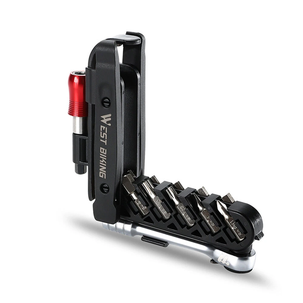 WEST BIKING Multi Functional Bike Repair Tool Portable Lightweight MTB Ratchet Wrench Tire Lever Combination Bicycle Tool Set — view 2