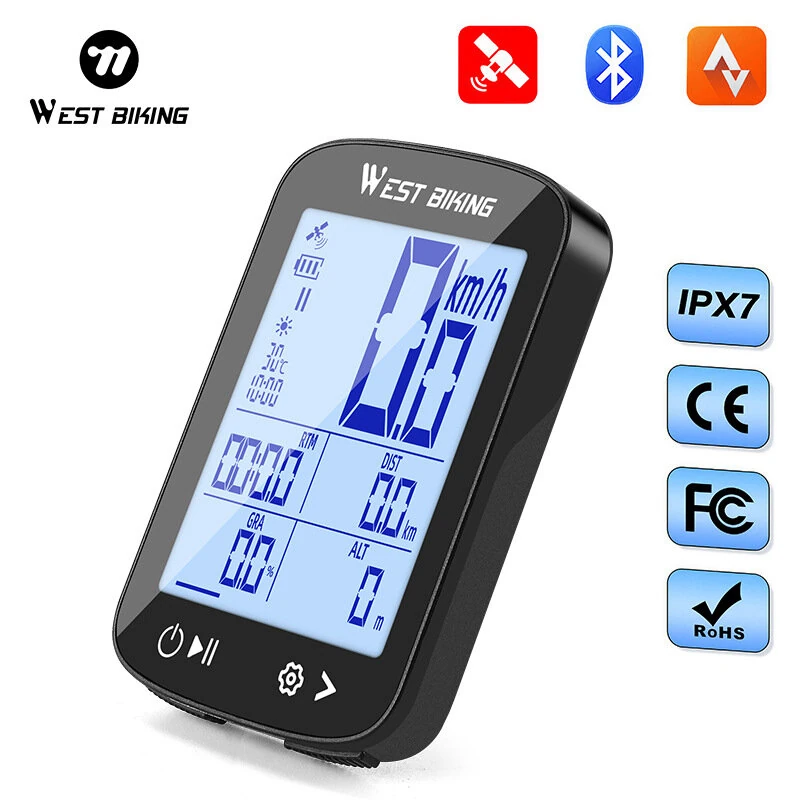 WEST BIKING Smart GPS Bike Computer, 5-Star Galileo Speedometer Wireless Odometer with Bluetooth Phone Sync, IPX7 Waterproof Auto Backlight Bicycle Tracker for Road, MTB, E-Bike — view 2