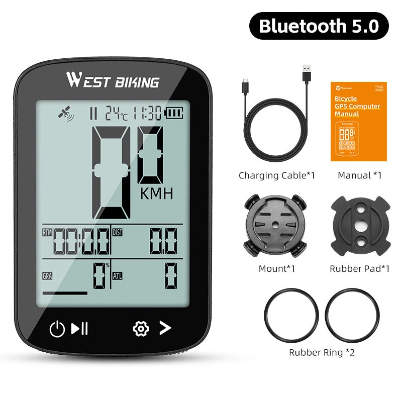 WEST BIKING Smart GPS Bike Computer, 5-Star Galileo Speedometer Wireless Odometer with Bluetooth Phone Sync, IPX7 Waterproof Auto Backlight Bicycle Tracker for Road, MTB, E-Bike — view 5