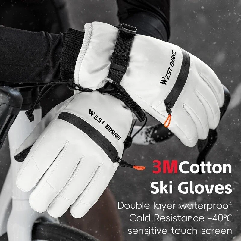 WEST BIKING Winter Warm Cycling Gloves Outdoor Sports Windproof Waterproof Touchscreen Thermal Skiing Gloves — view 11