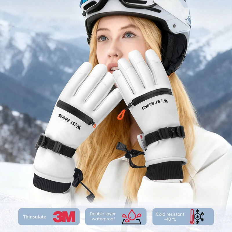 WEST BIKING Winter Warm Cycling Gloves Outdoor Sports Windproof Waterproof Touchscreen Thermal Skiing Gloves — view 5