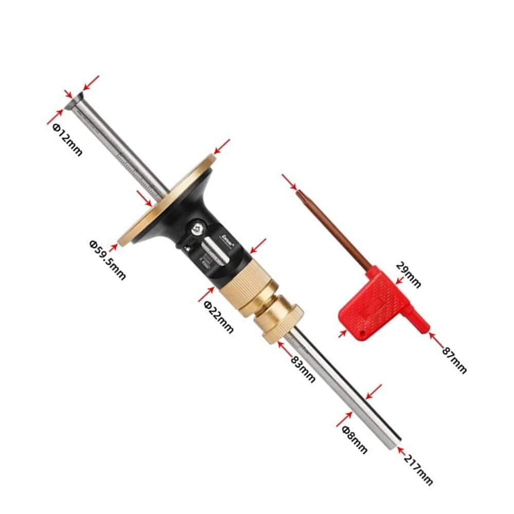 Wheel Marking Gauge Woodworking Marking Scriber Kit with 10 Replacement Cutters Solid Metal Bar Wood Scribe Tool for Carpenter — view 9