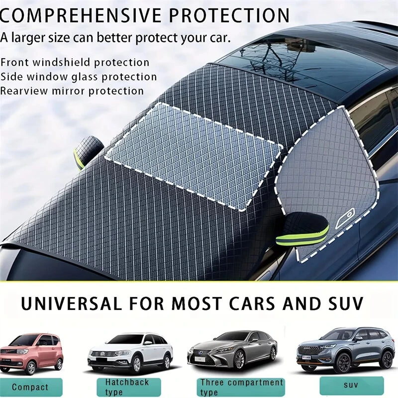 Winter Car Windshield Snow Cover Universal Fit All Season Protection Front Side Rearview Thickened Magnetic Anti Snow Ice UV Multi-Layer Fabric — view 3