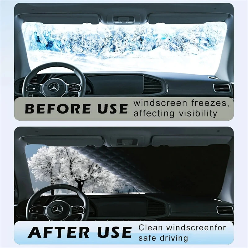 Winter Car Windshield Snow Cover Universal Fit All Season Protection Front Side Rearview Thickened Magnetic Anti Snow Ice UV Multi-Layer Fabric — view 5