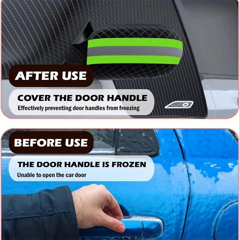 Winter Car Windshield Snow Cover Universal Fit All Season Protection Front Side Rearview Thickened Magnetic Anti Snow Ice UV Multi-Layer Fabric — view 6