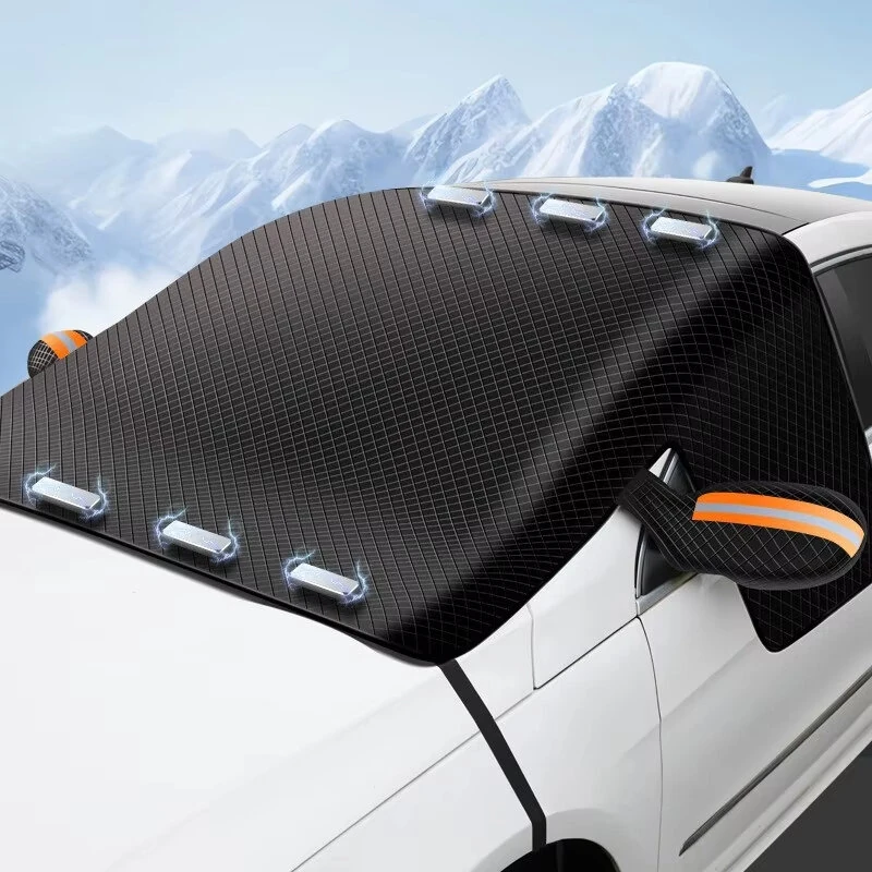 Winter Car Windshield Snow Cover Universal Fit All Season Protection Front Side Rearview Thickened Magnetic Anti Snow Ice UV Multi-Layer Fabric — view 7