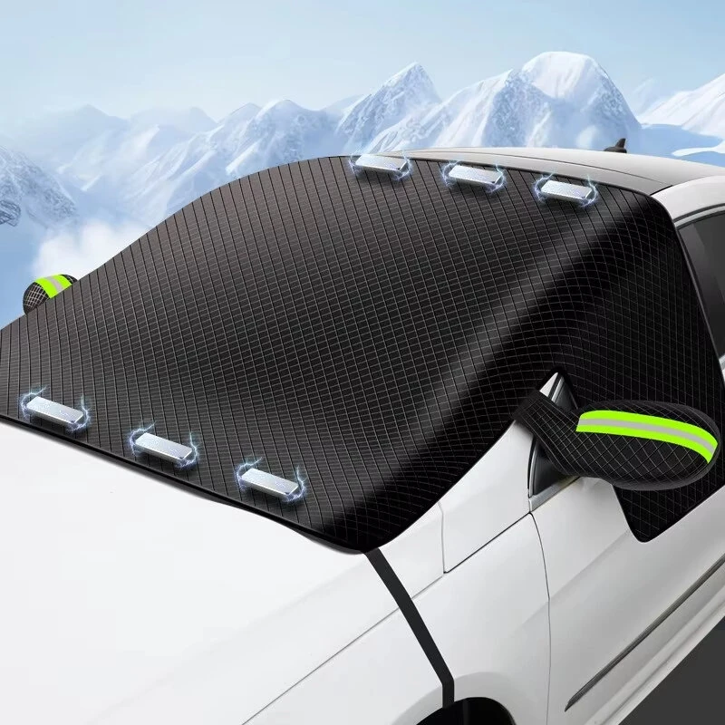 Winter Car Windshield Snow Cover Universal Fit All Season Protection Front Side Rearview Thickened Magnetic Anti Snow Ice UV Multi-Layer Fabric — view 8