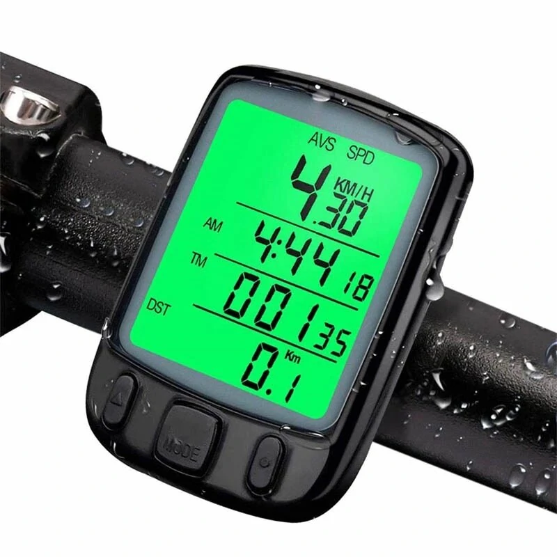 Wired Digital Bicycle Computer 1.6 inch LCD Screen Backlight Waterproof Odometer Stopwatch 32g Lightweight For MTB Road Cycle City Bike
