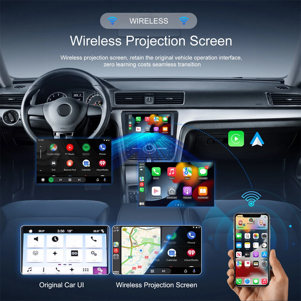 Wired to Wireless CarPlay Android Auto 2in1 Mini Adapter 5GHz WiFi5 Suitable for Original Wired Carplay/Auto Cars — view 2