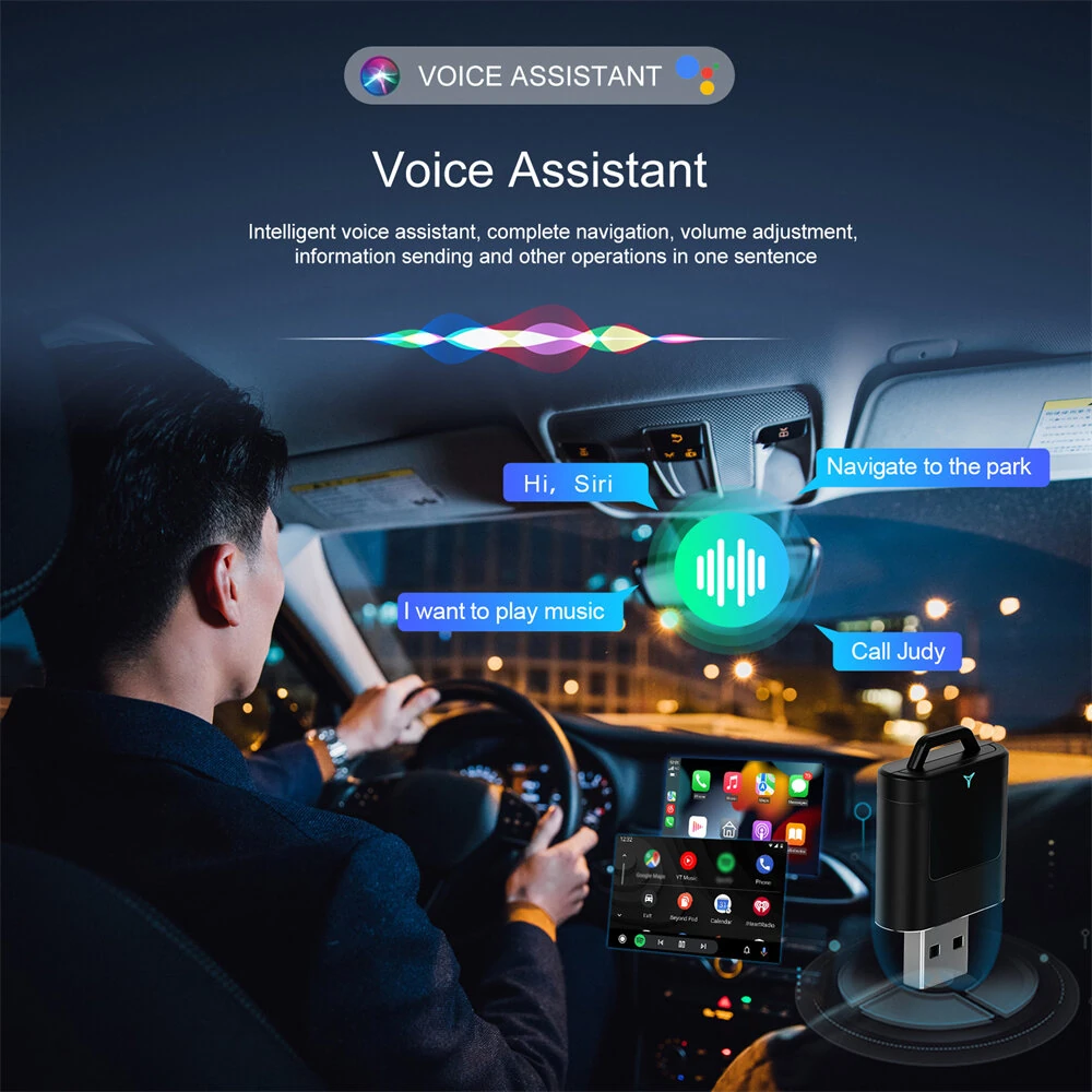 Wired to Wireless CarPlay Android Auto 2in1 Mini Adapter 5GHz WiFi5 Suitable for Original Wired Carplay/Auto Cars — view 7