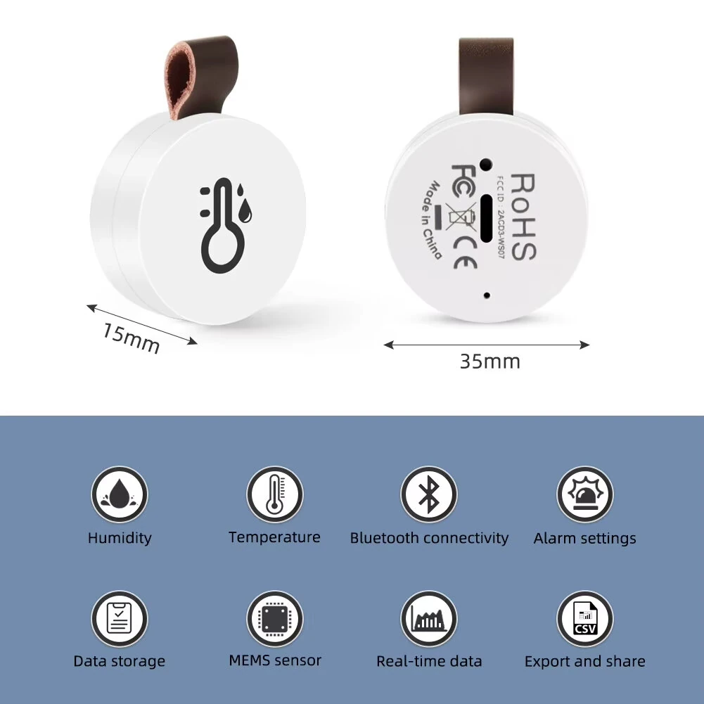 Wireless bluetooth 5.0 Mini Thermometer Hygrometer Smart Data Logger Temperature Humidity Recorder Meter APP Control MEMS Sensor Alarm — view 2