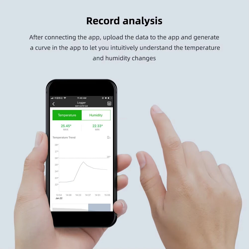 Wireless bluetooth 5.0 Mini Thermometer Hygrometer Smart Data Logger Temperature Humidity Recorder Meter APP Control MEMS Sensor Alarm — view 3