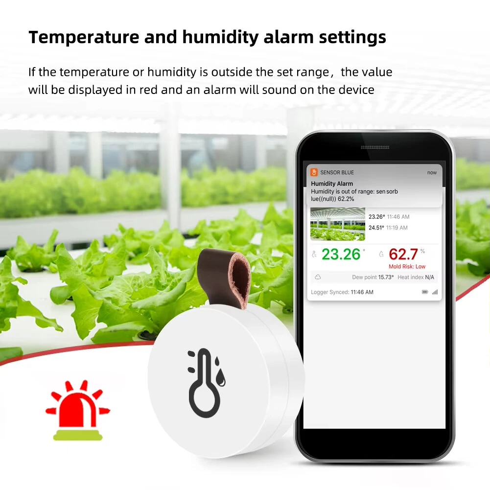 Wireless bluetooth 5.0 Mini Thermometer Hygrometer Smart Data Logger Temperature Humidity Recorder Meter APP Control MEMS Sensor Alarm — view 5