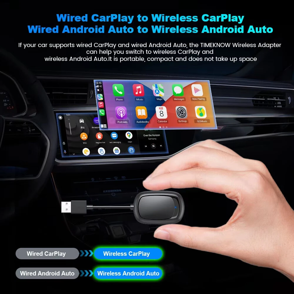 Wireless CarPlay Adapter Android Auto USB Dongle OEM Wired Upgrade 5G WiFi BT 5.0 Plug and Play Fast Connection — view 2