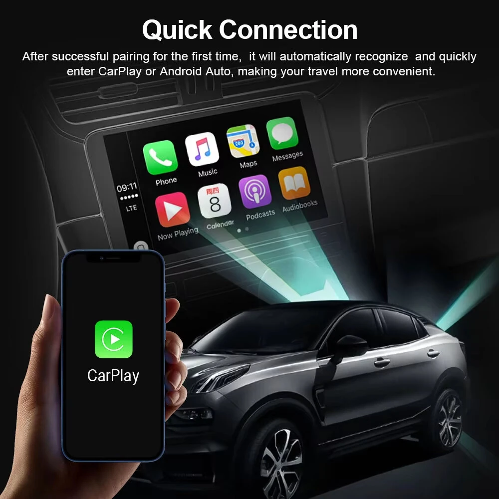 Wireless CarPlay Adapter Android Auto USB Dongle OEM Wired Upgrade 5G WiFi BT 5.0 Plug and Play Fast Connection — view 4