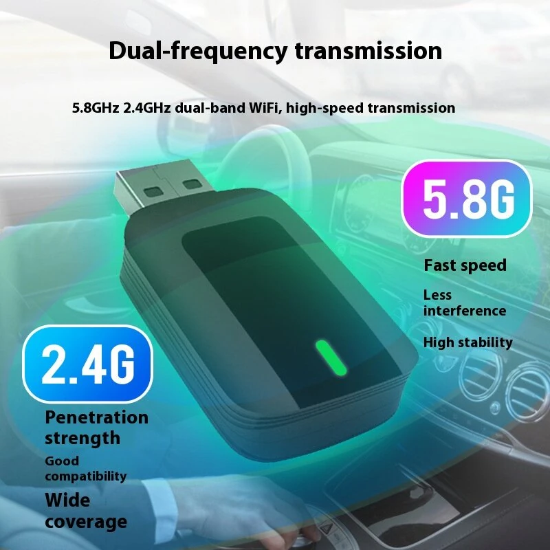 Wireless CarPlay Adapter for iPhone Convert Wired to Wireless Apple CarPlay Adapter Mini Size Auto-Reconnect Stable Control & No Delay — view 3
